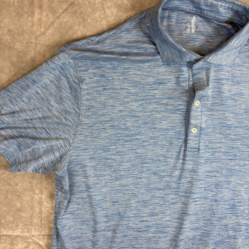 Johnnie-O Polo Shirt Lot (2) Mens L White Blue Floral Feather Performance Preppy - Picture 8 of 16